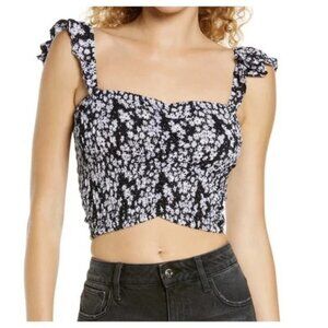 Tiare Hawaii NWT Hollie Smocked Crop Top Black White One Size